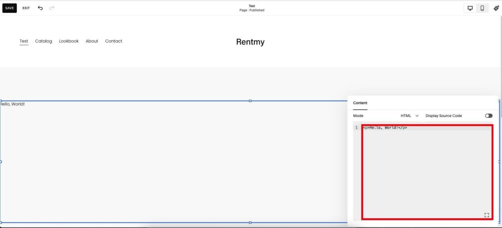 Screenshot: RentMy — Step Two code box with copy icon (highlighted)